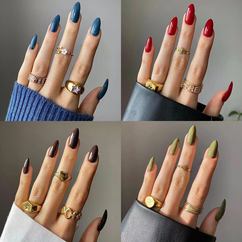 Medium and Long Collection Solid Color Nail Sheet Wholesale Nail Art Finished  Nail Patch Advanced £ü365nails