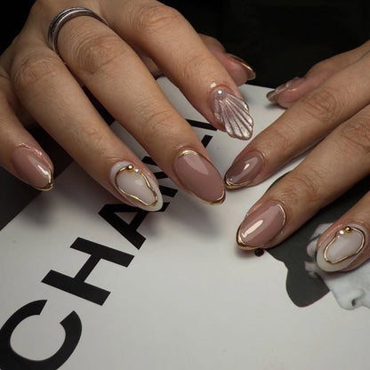 3D cat eye shell press on nails short almond nail wearing   nail wholesale£ü365nails