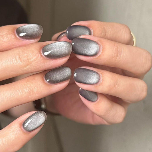 Nail art patch  cat eye nail piece gray   short fake nail summer£ü365nails